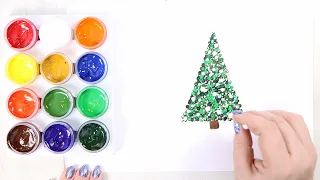 10 beautiful Christmas trees. Drawing and painting Christmas trees with children