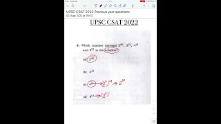 UPSC CSAT 2022 Previous Year Questions Discussion. Set A (Ques. No. -9)