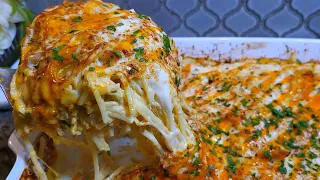 CHICKEN SPAGHETTI Recipe with a genius cream sauce trick | Buffalo Chicken Spaghetti Recipe