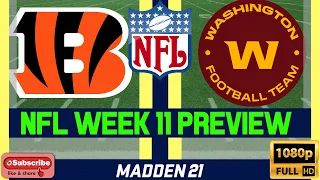 Madden 21 NFL Week 11 - Cincinnati Bengals vs Washington Football Team - 1080p60 - All Sports