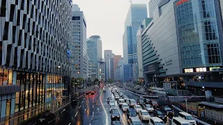 4K ASMR Walking in the Rain | Umeda Osaka Japan | Binaural Rain City Ambience Sounds Relax