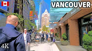 🇨🇦 【4K】☀️ Downtown Vancouver BC, Canada. Amazing sunny day.  May 2024.