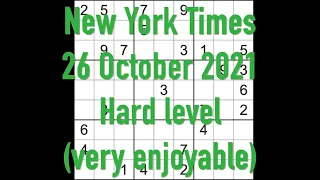 Sudoku solution – New York Times sudoku 26 October 2021 Hard level (very enjoyable)