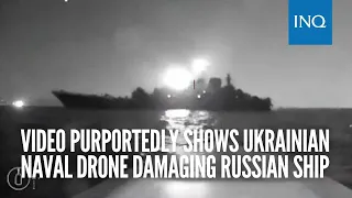 Video purportedly shows Ukrainian naval drone damaging Russian ship