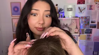 ASMR lice check 🐜💆🏻‍♀️ (the microphone is your HEAD!!! You can FEEL it)