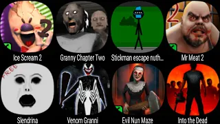 Ice Scream 2, Granny Chapter Two, Stickman Escape Nuthouse, Mr Meat 2, Slendrina, Venom Granny