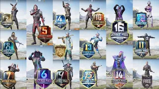 Pubg Mobile All Season Royal Pass Season 1 to Season 23 Royal Pass Rewards Season 1 to  Season M4 Rp