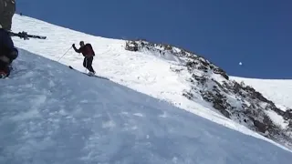 Skier takes sliding fall in Tuckerman Ravine | Spring Skiing on Mount Washington