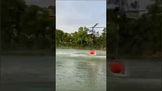 Awesome helicopter filling water tank from water canal , most satisfying job #shorts