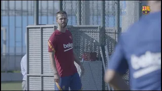 MIRALEM PJANIĆ'S First Training & Goals at Barcelona