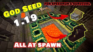 God Seed 1.19 for Survival & Speedrun All At Spawn | Village | Stronghold | Fortress PE & Bedrock