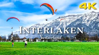Interlaken Switzerland 4K 🇨🇭 Best Town in Switzerland! (Scenic Walk in Spring)