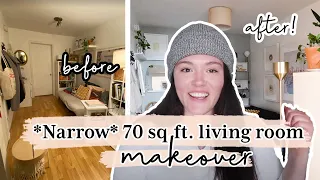 *TINY* 70 Sq Ft Living Room/Entryway Makeover On A Budget!
