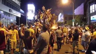 Downtown Cleveland the night the Cavs won the championship