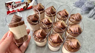 Kinder Bueno Dessert Shots. Easy and yummy no bake mini dessert cups.