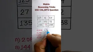 Matrix Reasoning in Hindi| Reasoning Classes| Reasoning for SSC CGL GD CHSL MTS| #shorts