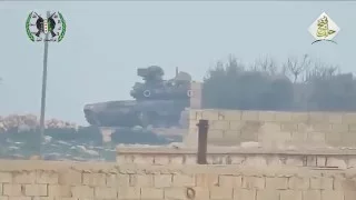 Сирия. Попадание противотанковой ракеты в Т-90