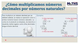 Multiplicación de números decimales por números naturales 6° Básico