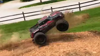 TRAXXAS XMAXX 8S Takes ON Two Rivers MOUNTAIN BIKE PARK!! FULL SEND!! (Re-Upload/ Longer Edit)