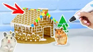 НОВЫЙ ДОМ ДЛЯ ХОМЯКА 🐹 РИСУЮ 3D РУЧКОЙ  ПРЯНИЧНЫЙ ДОМИК | МУЛЬТФИЛЬМ С ХОМЯКАМИ