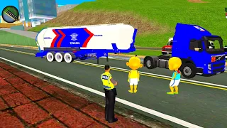 Upin & ipin tugas memBawa Mobil Truk Tangki Polisi , Ketemu Papa Polisi 😍 Dunia Oyya