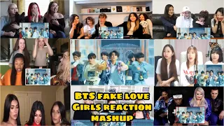 BTS (방탄소년단) FAKE LOVE Official MV Girls Reaction Mashup