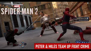 Peter & Miles Team Up Fighting Crime Together is AWESOME  - Marvel's Spiderman 2 PS5