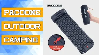 PACOONE Outdoor Camping Sleeping Pad Inflatable Mattress with Pillows Ultralight Air Mat Built-in In