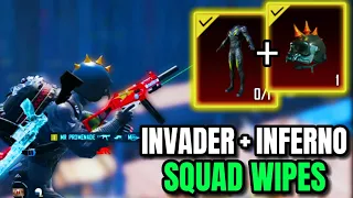 BEST INVADER SET + INFERNO HELMET SQUAD WIPES | PUBG MOBILE