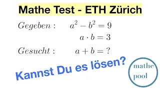 ETH Zürich - Mündliche Aufnahmeprüfung - Testbeispiel01 - Quadratische Gleichung - Substitution