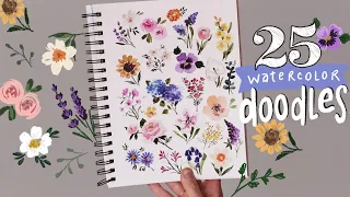 25 Watercolor Floral Doodles for When You’re Bored and Don’t Know What to Paint