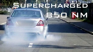 Mercedes E55 AMG V8 Supercharged - Acceleration / Sound / Onboard Autobahn / 0-200 Km/h