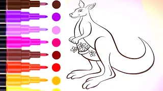 How to draw Kangaru | Learn coloring Kangaru step by step #drawing #coloring#painting#stepbystep