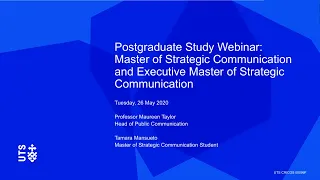 UTS Master of Strategic Communication Webinar