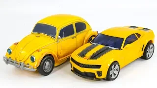 Transformers 2009 Leder Camaro Bumblebee VS 2018 Power Charge Betle Bumblebee Vehicle Car Robot Toys