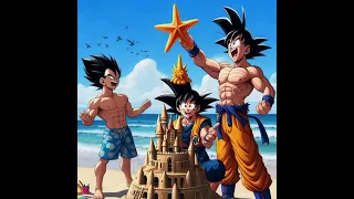 goku ,vegeta y black goku se van se van a la playa