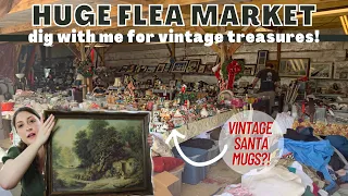 HUGE FLEA MARKET THRIFT WITH ME! + THRIFT HAUL | Antique and Vintage Flea Market | Reselling