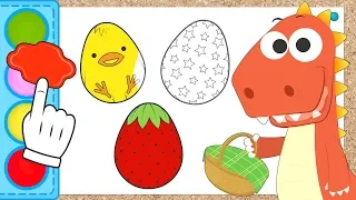 🥚 Aprende con Eddie cómo decorar huevos de pascua 🥚 Eddie el dinosaurio pinta huevos de pascua