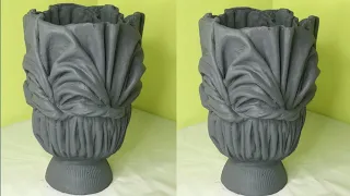 Simple Cement Pot at home Using Cloth/Diy/Cement Craft Ideas