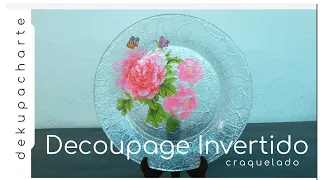 plato con DECOUPAGE INVERTIDO +craquelador 2 componentes +todos los trucos