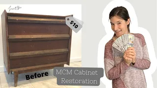 My Most Valuable Furniture Find EVER!  Furniture Flipping MCM Record Cabinet Restoration