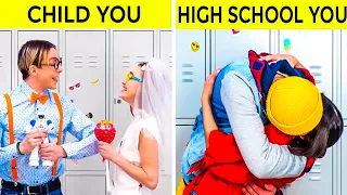 AWKWARD CHILD YOU VS HIGH SCHOOL SITUATIONS || Genius School Hacks by 123 GO! Series