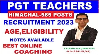 HPPSC PGT Vacancy 2023 : Himachal  PGT Recruitment [Himachal PGT Teachers online Coaching]