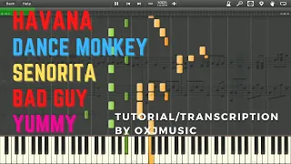 DANCE MONKEY - HAVANA - YUMMY - BAD GUY - SENORITA | Piano Mashup by Peter Buka - Tutorial