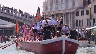 Watch how Venezia FC celebrate their promotion to Serie A. 😎🚣