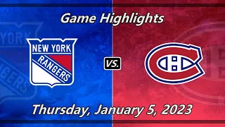NHL Highlights | New York Rangers vs Montreal Canadiens | 1-5-23