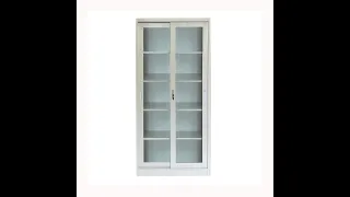 Install step-sliding glass door file cabinet