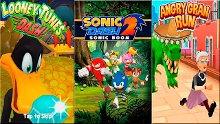 Looney Tunes Dash vs Sonic Dash 2 Sonic Boom vs Angry Gran Run game for kids