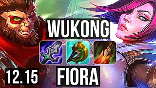 WUKONG vs FIORA (TOP) | 4.9M mastery, 6 solo kills, 1100+ games | KR Master | 12.15