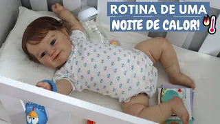 ROTINA DE UMA NOITE DE CALOR COM A BEBÊ REBORN LUNA!